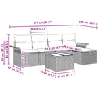 Gartensofa-set mit Kissen 6 pcs Schwarz und Türkis Poly-Rattan