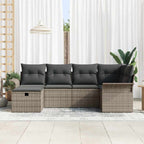 Gartensofa-set mit Kissen mit Speicher 6 pcs Grau Poly-Rattan