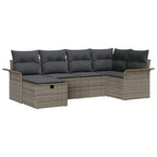Gartensofa-set mit Kissen mit Speicher 6 pcs Grau Poly-Rattan