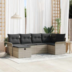 Gartensofa-set mit Kissen 6 pcs Hellgrau Poly-Rattan