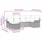Gartensofa-set mit Kissen 6 pcs Hellgrau Poly-Rattan