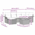 Gartensofa-set mit Kissen 7 pcs Braun und Creme Poly-Rattan