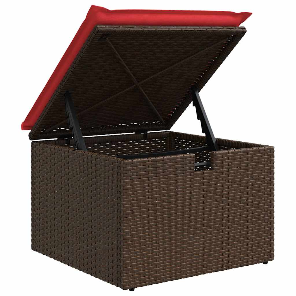Gartensofa-set mit Kissen 7 pcs Braun und Rot Poly-Rattan