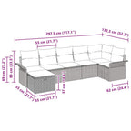 Gartensofa-set mit Kissen 7 pcs Braun und Rot Poly-Rattan