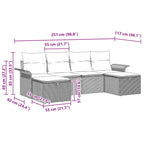 Gartensofa-set mit Kissen 6 pcs Schwarz und Türkis Poly-Rattan