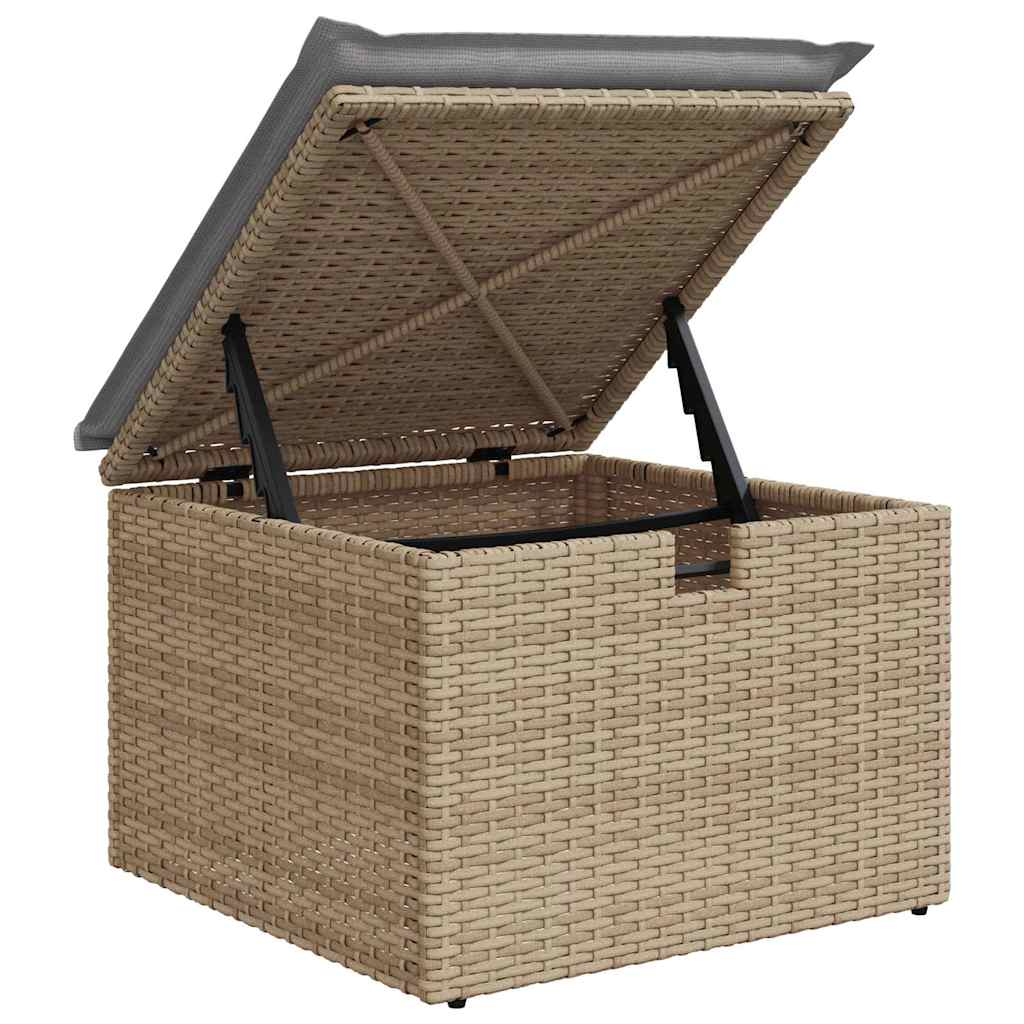 Gartensofa-set mit Kissen 4 pcs Beige und Hellgrau Poly-Rattan
