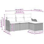 Gartensofa-set mit Kissen 4 pcs Beige und Hellgrau Poly-Rattan