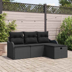 Gartensofa-set mit Kissen 4 pcs Schwarz Poly-Rattan