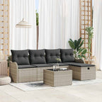 Gartensofa-set mit Kissen 6 pcs Hellgrau Poly-Rattan