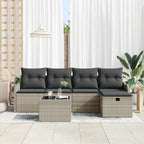 Gartensofa-set mit Kissen 6 pcs Hellgrau Poly-Rattan