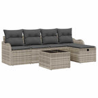 Gartensofa-set mit Kissen 6 pcs Hellgrau Poly-Rattan