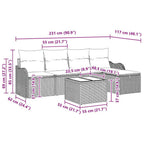 Gartensofa-set mit Kissen 6 pcs Hellgrau Poly-Rattan