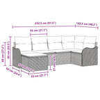 Garten-Sofa-Set mit Kissen mit Speicher 6 pcs Grau Poly Rattan