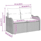Garten-Sofa-Set mit Kissen mit Speicher 6 pcs Grau Poly Rattan