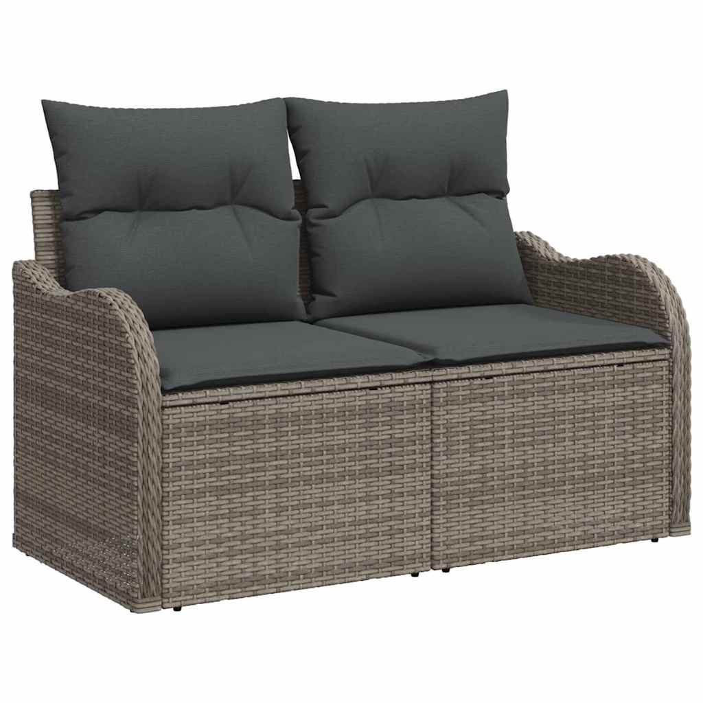 Sofa Set mit Kissen mit Speicher 7 pcs Grau Poly-Rattan