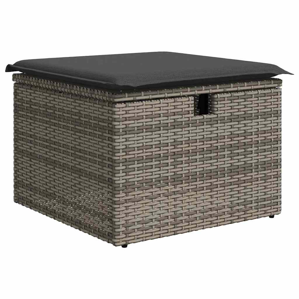 Sofa Set mit Kissen mit Speicher 7 pcs Grau Poly-Rattan