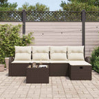 Sofa Set mit Kissen 6 pcs Braun und Creme Poly-Rattan