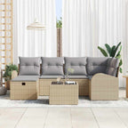 Sofa Set mit Kissen mit Speicher Beige und Hellgrau Poly-Rattan