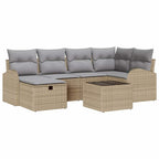 Sofa Set mit Kissen mit Speicher Beige und Hellgrau Poly-Rattan