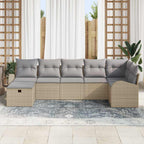 Sofa Set mit Kissen mit Speicher Beige und Hellgrau Poly-Rattan