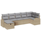 Sofa Set mit Kissen mit Speicher Beige und Hellgrau Poly-Rattan