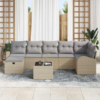Sofa Set mit Kissen mit Speicher Beige und Hellgrau Poly-Rattan
