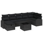 Sofa Set mit Kissen mit Speicher 8 pcs Schwarz Poly-Rattan