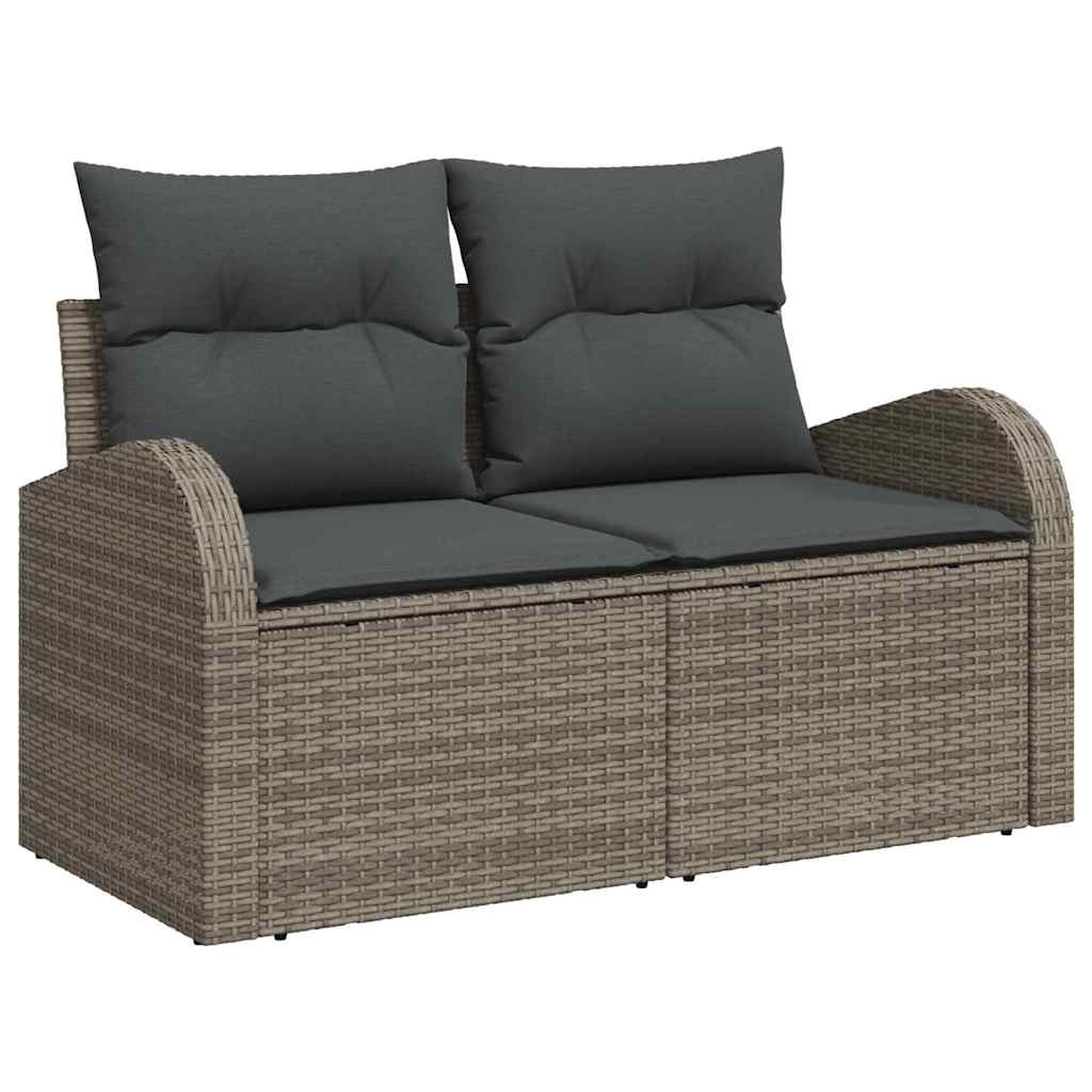Sofa Set mit Kissen mit Speicher 6 pcs Grau Poly-Rattan