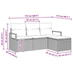 Sofa Set mit Kissen 4 pcs Schwarz und Creme Poly-Rattan