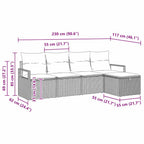 Sofa Set mit Kissen 5 pcs Beige und Hellgrau Poly-Rattan