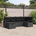 Sofa Set mit Kissen mit Speicher Schwarz Poly-Rattan