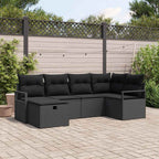 Sofa Set mit Kissen mit Speicher Schwarz Poly-Rattan