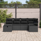 Sofa Set mit Kissen mit Speicher Schwarz Poly-Rattan