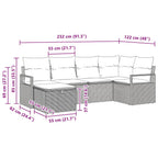 Sofa Set mit Kissen mit Speicher Schwarz Poly-Rattan