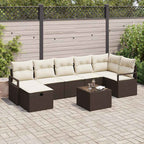 Sofa Set mit Kissen 8 pcs Braun und Creme Poly-Rattan