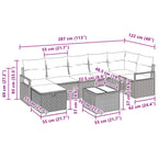 Sofa Set mit Kissen 8 pcs Grau und Marineblau Poly-Rattan