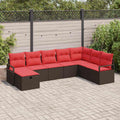 Sofa Set mit Kissen mit Speicher 8 pcs Braun Poly-Rattan