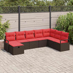 Sofa Set mit Kissen mit Speicher 8 pcs Braun Poly-Rattan