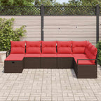 Sofa Set mit Kissen mit Speicher 8 pcs Braun Poly-Rattan