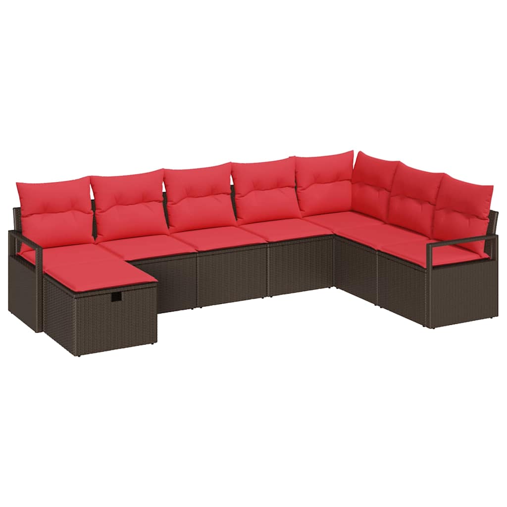 Sofa Set mit Kissen mit Speicher 8 pcs Braun Poly-Rattan