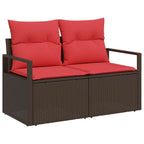 Sofa Set mit Kissen mit Speicher 8 pcs Braun Poly-Rattan