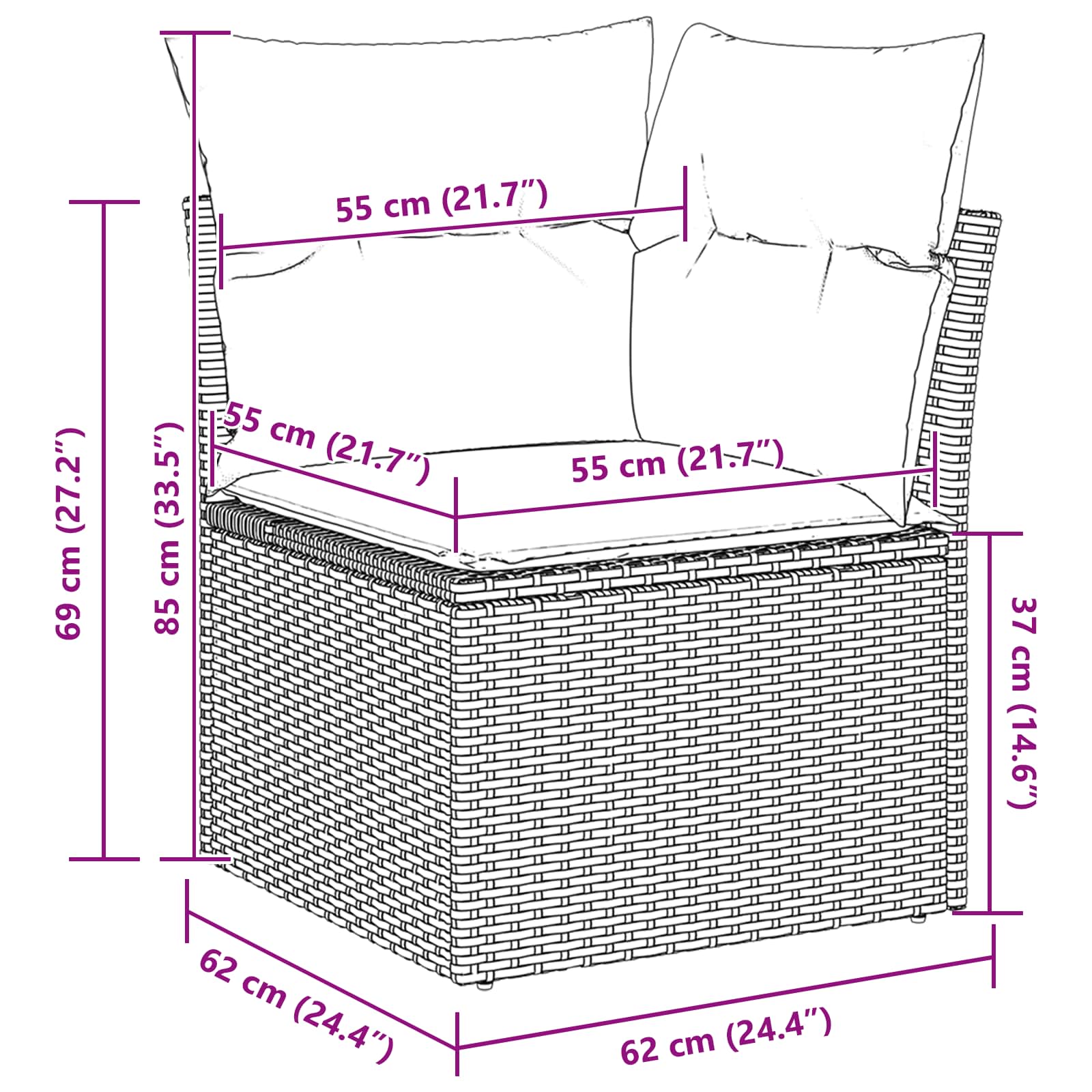 Sofa Set mit Kissen mit Speicher 8 pcs Braun Poly-Rattan