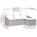 Sofa Set mit Kissen mit Speicher 4 pcs Schwarz Poly-Rattan