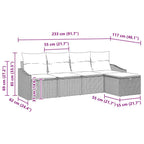 Sofa Set mit Kissen mit Speicher 5 pcs Grau Poly-Rattan