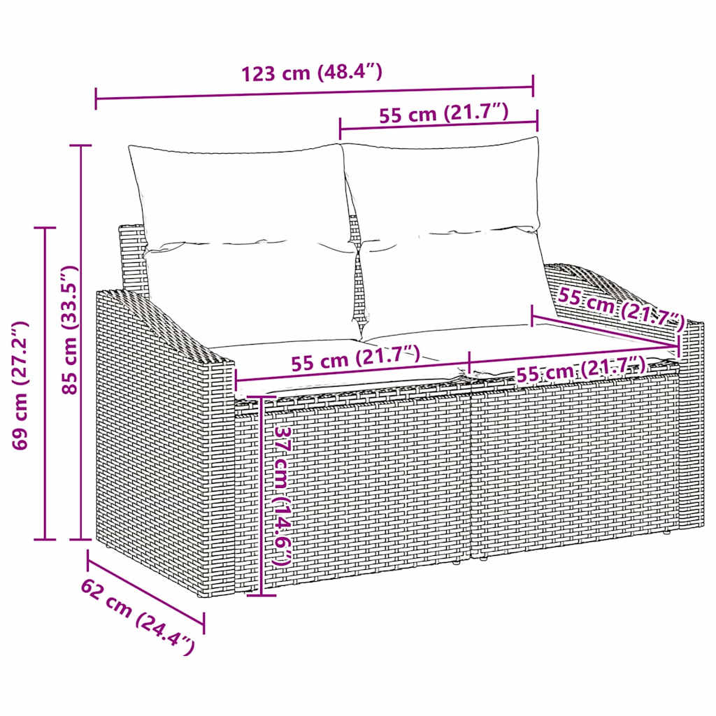 Sofa Set mit Kissen mit Speicher 5 pcs Grau Poly-Rattan