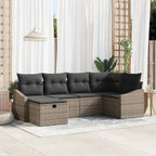 Sofa Set mit Kissen mit Speicher Grau Poly-Rattan
