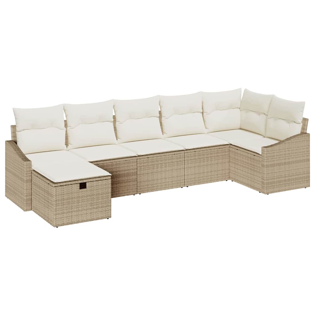 Sofa Set mit Kissen mit Speicher Beige Poly-Rattan