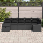 Sofa Set mit Kissen mit Speicher Schwarz Poly-Rattan