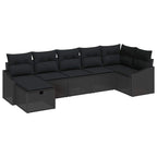 Sofa Set mit Kissen mit Speicher Schwarz Poly-Rattan
