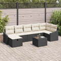 Sofa Set mit Kissen mit Speicher 8 pcs Schwarz Poly-Rattan
